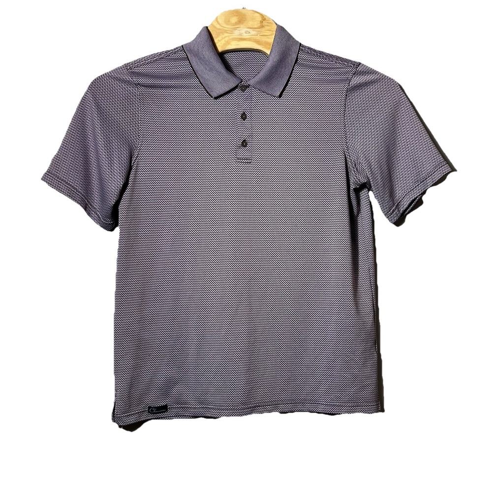 Cleveland Classics Men's Large Purple Polo With Grey Wavy Line Pattern Golf - Picture 2 of 6